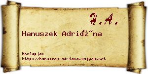 Hanuszek Adriána névjegykártya